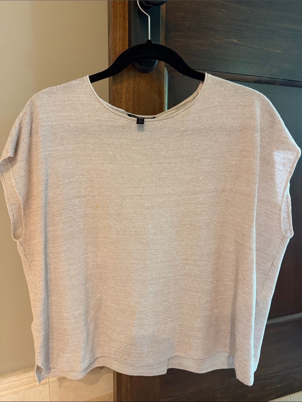 Eileen Fisher Light Beige Short Sleeve Knit Tunic